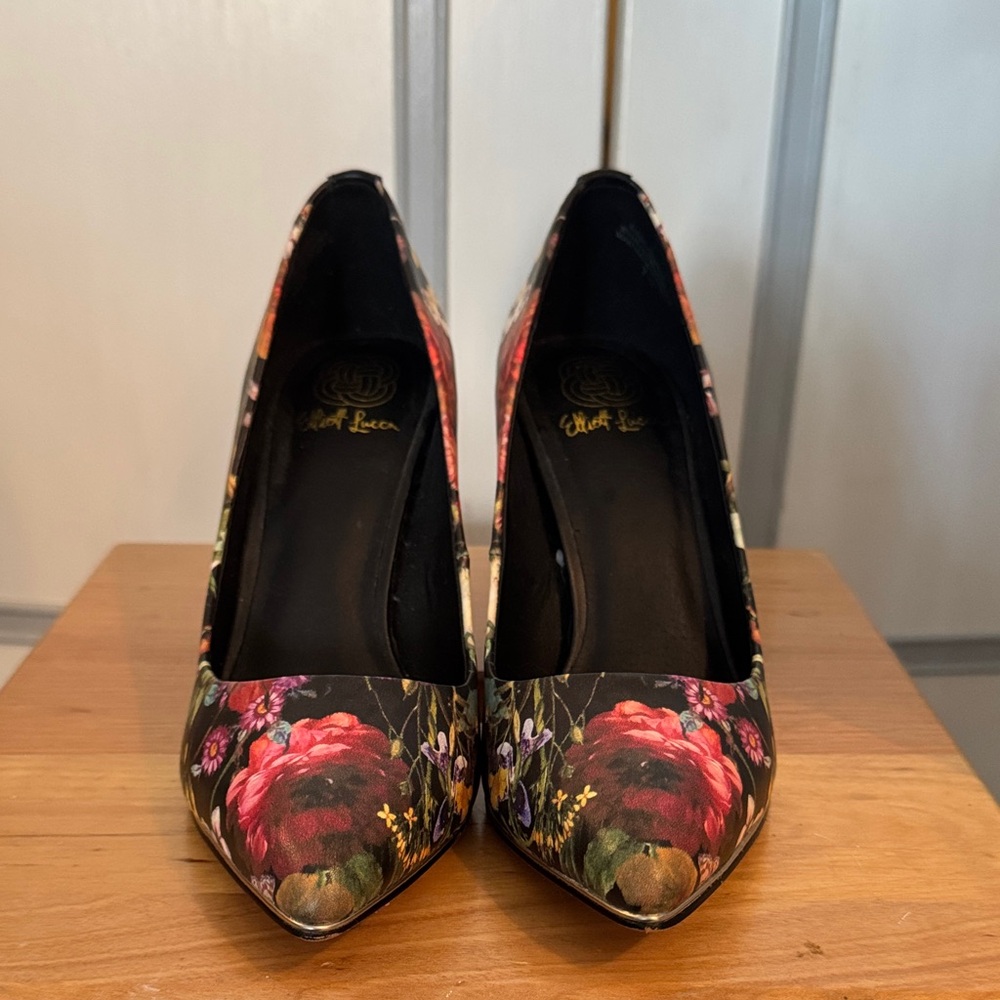Elliott Lucca Floral Black Heels